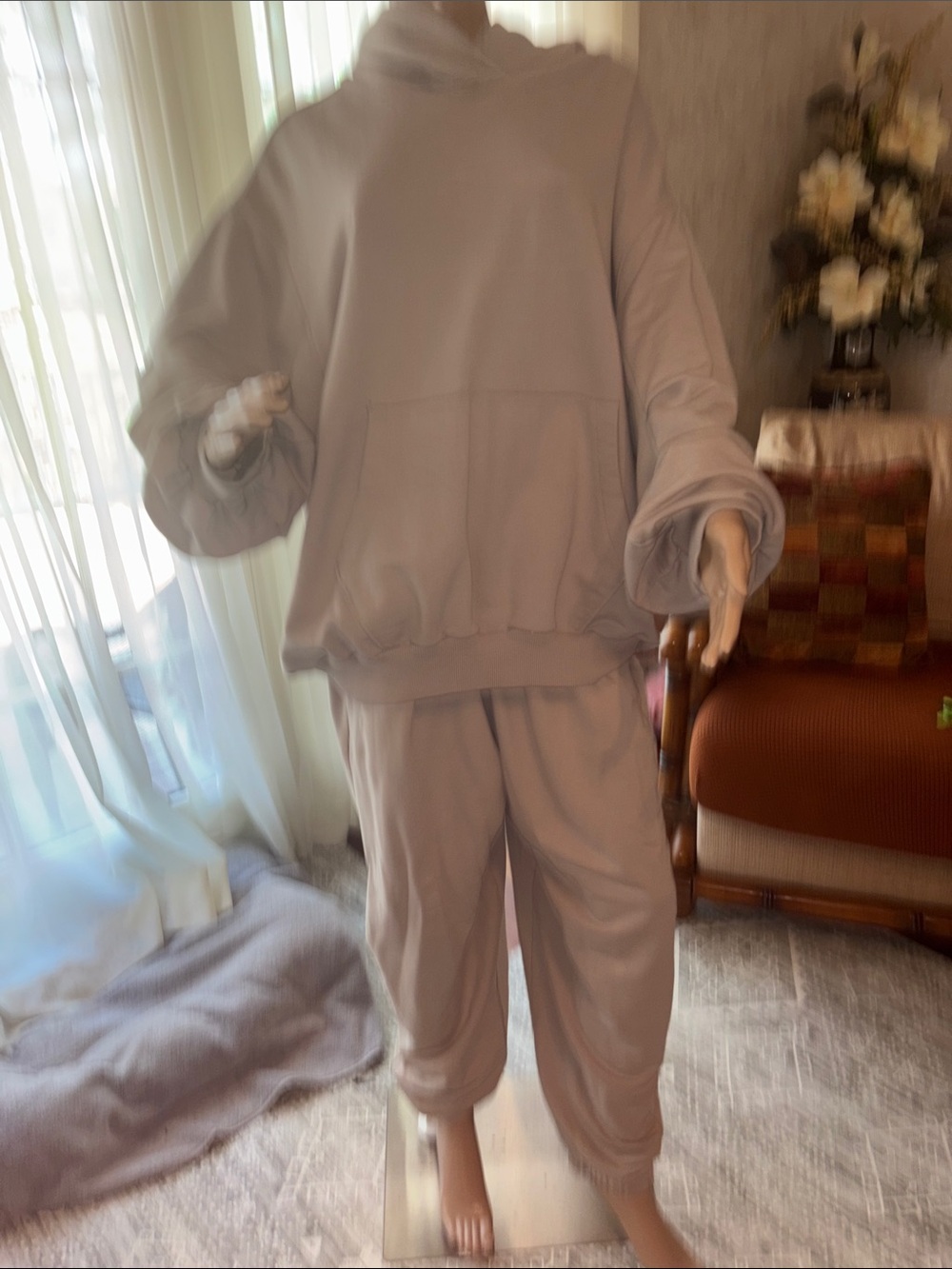 Aerie beige tan Cozy Oversized Hoodie and Jogger Set Large